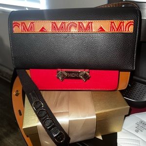 MCM Burgundy and Brown Milano Tote